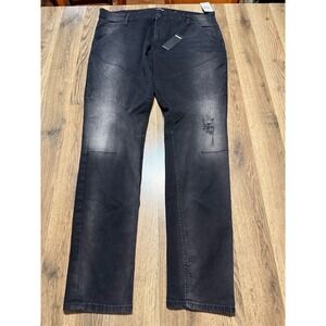 DASH Jeans Pants Mens 40/34 Black Adult Distressed Moto NWT